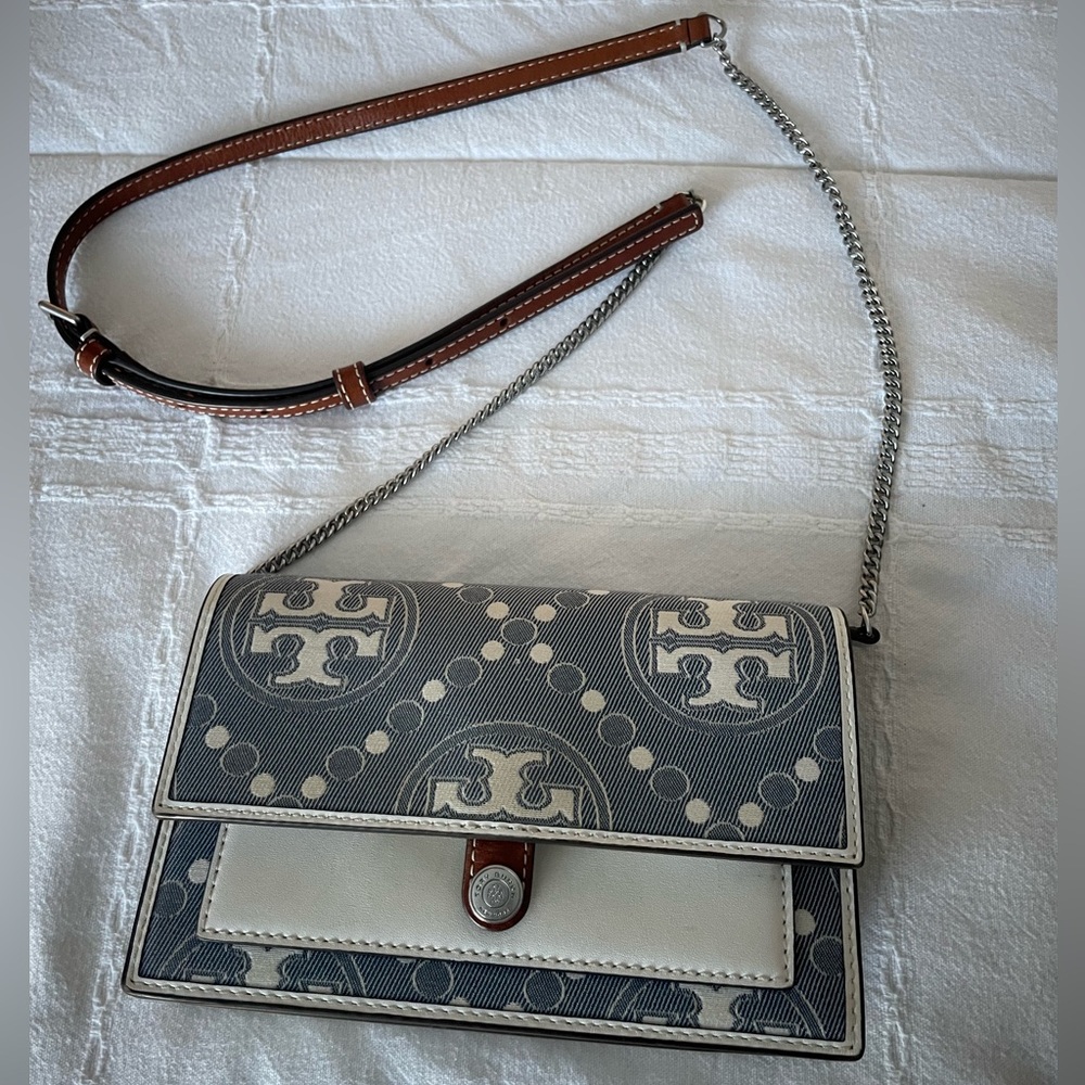 Tory Burch T Monogram Denim Crossbody Bag
